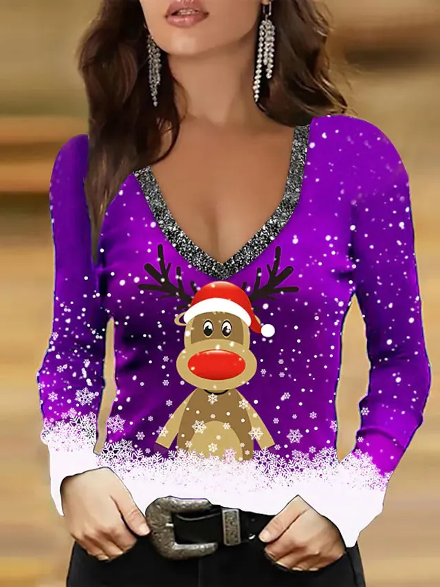 Women's T shirt Christmas Snowflake