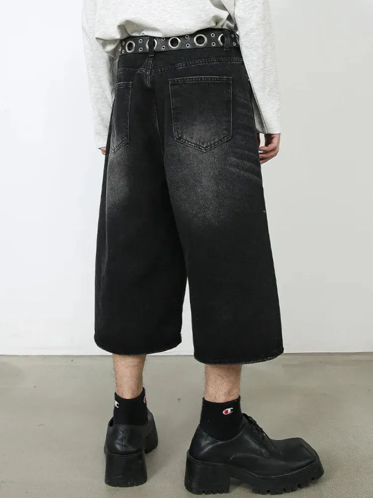 Y2K Skater Wide Leg Denim Shorts