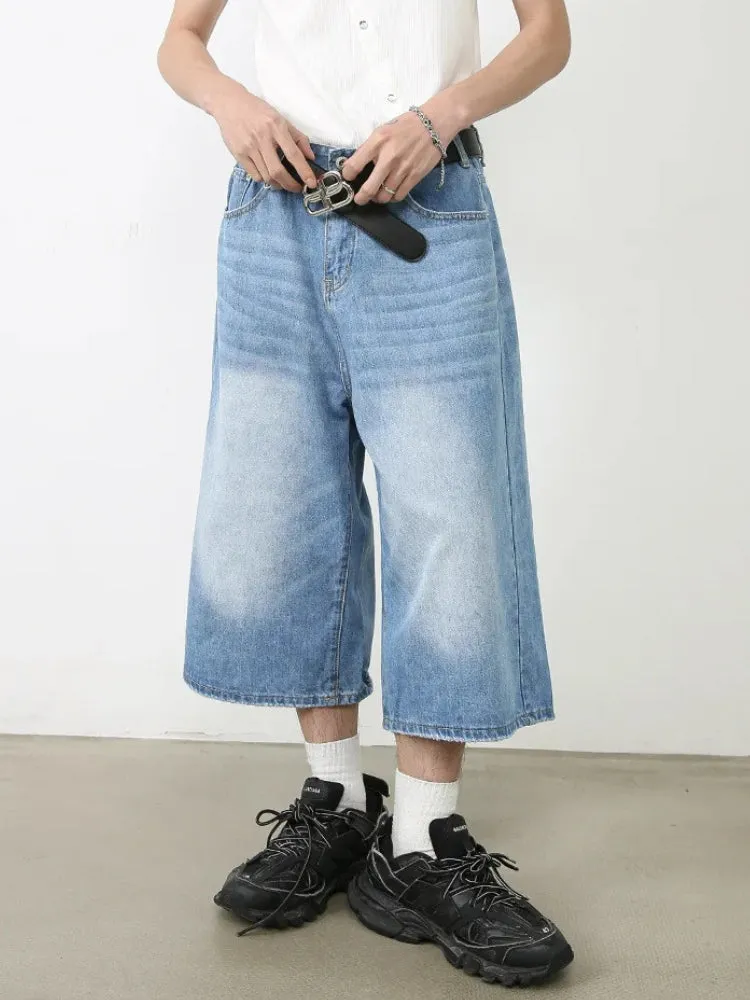 Y2K Skater Wide Leg Denim Shorts