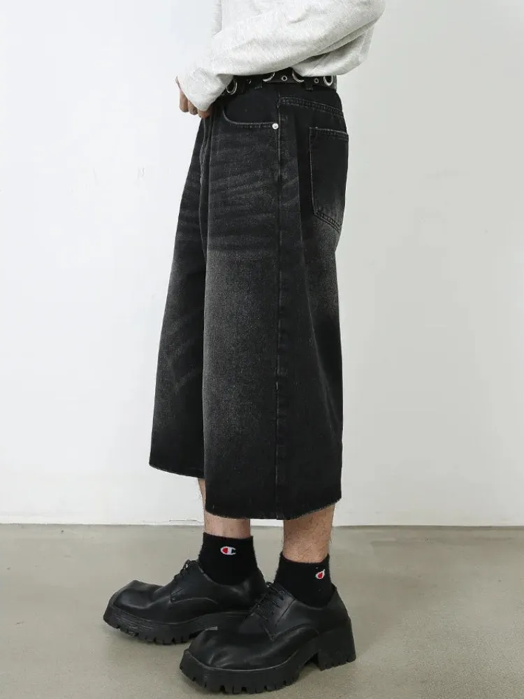 Y2K Skater Wide Leg Denim Shorts