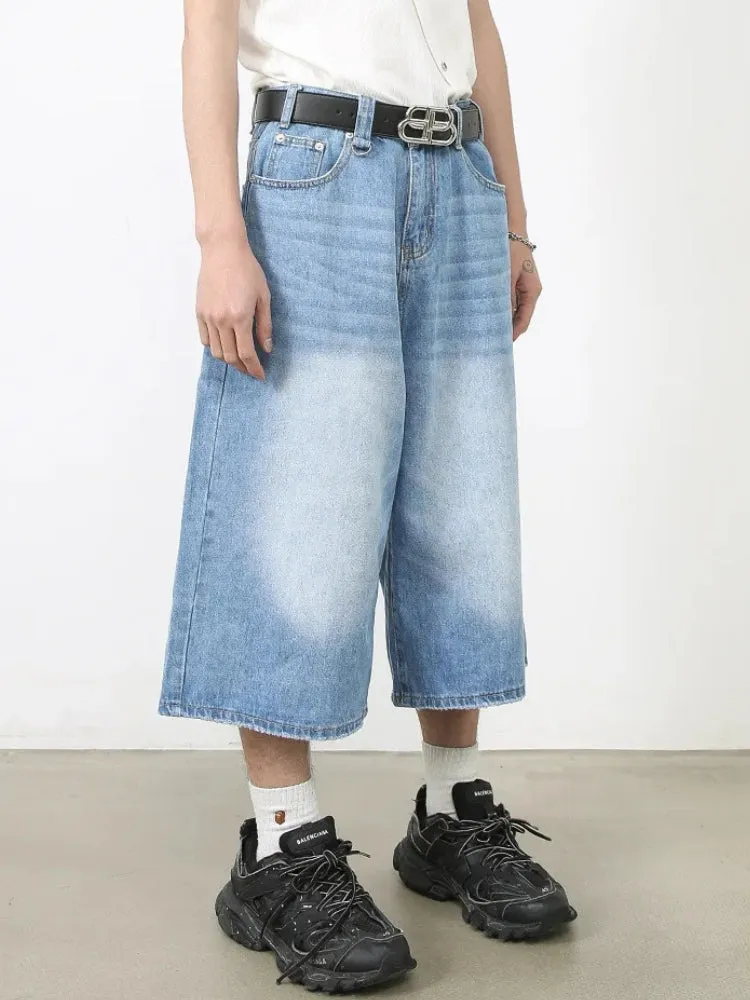 Y2K Skater Wide Leg Denim Shorts
